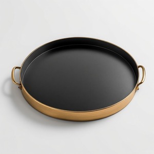 Collection de plateaux de service en obsidienne royale et métal noir pour maisons de luxe, hôtels élégants et intérieurs de salle à manger sophistiqués - Product Image 1