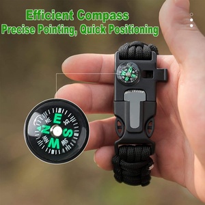 Pulsera de Supervivencia 5 <span class=keywords><strong>en</strong></span> 1 de Paracord - Cordón 550 con Brújula, Encendedor y Raspador - Equipo Táctico de Emergencia para Exteriores - Product Image 3