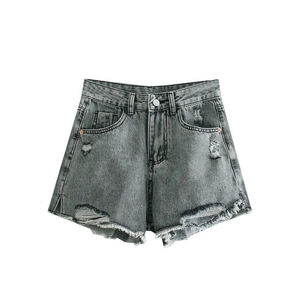 Shorts en jean élastiques pour hommes, en coton, décontractés, pour l'été, avec logo personnalisé, fabricant et fournisseur de vêtements OEM ODM - Product Image 2