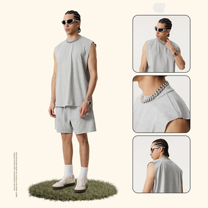 Débardeur en tricot gris sans manches pour homme, col rond, couleur unie, décontracté, pour l'entraînement - Product Image 6
