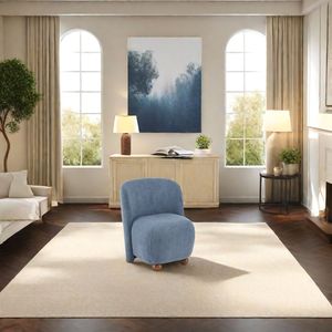 Modern Blue Low Back Accent <b>Chair</b> Armless Design Upholstered Pine Wood Feet <b>for</b> <b>Small</b> Living Spaces <b>Bedroom</b> Office Reading Nook - Product Image 1