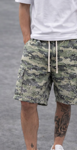 <b>Men</b>’s Distressed Denim <b>Shorts</b> Streetwear Style with Embroidery <b>Patch</b> & Rhinestone Design - Product Image 5