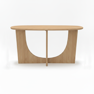 TABLE DE CONSOLE / TABLE D'APPUI en bois d'hévéa durable et placage de chêne MDF pour salle à manger et restaurant, décoration intérieure, couleur beige - Product Image 1