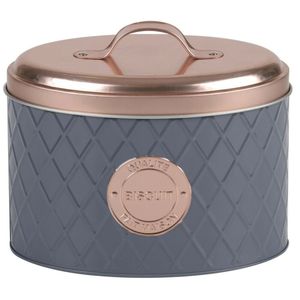 Modern Grey Diamond Embossed Metal Biscuit Tin with Rose Gold Lid Airtight <b>Cookie</b> Container Kitchen Storage <b>Box</b> Food Jar - Product Image 1