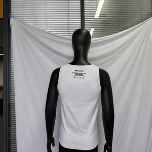 Camiseta sin mangas de algodón blanca para hombre, cuello redondo, informal, de punto, color liso, estilo americano, con estampado, diseño nuevo - Product Image 3