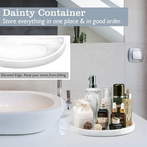 Plateau rond en résine, organisateur de rangement décoratif pour salle de bain, toilettes, chambre, comptoir de cuisine, plateau de commode - Product Image 4