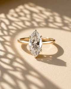 Bague de fiançailles MAISHA DIAM JEWELRY J-71 en or blanc, jaune et rose 18 carats avec diamant de laboratoire taille marquise 3 carats certifié IGI pour femme - Product Image 4