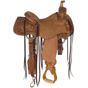 Selle de cheval Western en cuir de qualité supérieure pour l'équitation et le ranch, avec arceau Wade, travaillée à la main, durable et confortable - Product Image 2