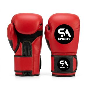 Two Tone Red and Black Reinforced Stitching Wear Resistant Wrist Locking Professional SA Sports Boxing Gloves - Product Image 1