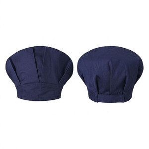 Casquette de Chef Unisexe Premium Imperméable en Mélange Polyester Coton 180 GSM Bleu Marine Multi-Panneaux avec Logo Personnalisé pour Uniforme de Restaurant et Bar - Product Image 1