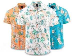 Chemise hawaïenne décontractée pour homme |   Col montant |   Tissu sergé |   Design tropical numérique |   Tissu en polyester confortable - Product Image 2