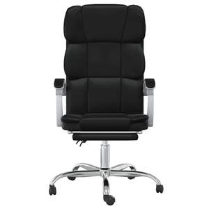 Fauteuil de bureau inclinable en similicuir noir avec structure métallique et assise en mousse durable et confortable - Product Image 3