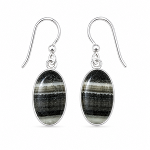 Wholesale 925 Sterling Silver Natural Zebra Jasper Gemstone Handcrafted Oval Bohemian Style Dangle <b>Drop</b> Earrings for Gift Party - Product Image 1