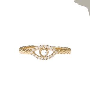 Diamant naturel taille ronde de haute qualité plaqué or jaune 14 carats déclaration unique promesse minimaliste pavé bague fabrication inde - Product Image 5