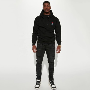 Sweat-shirt à capuche personnalisé brodé en molleton épais avec petite broderie rose, coupe ample unisexe, vente en gros - Product Image 5