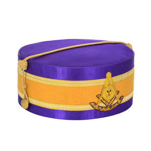 <b>Purple</b> Backing Premium Past Master Blue Lodge Crown Cap <b>Purple</b> Gold Ceremonial <b>Hat</b> with Embroidered Sun Emblem Square & Compass - Product Image 2