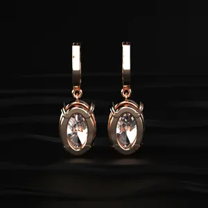Oval Cut <b>Diamond</b> Solitaire <b>Dangle</b> Labgrown <b>Diamond</b> <b>Earrings</b> Beautiful <b>Diamond</b> <b>Earrings</b> Exclusive Jewelry from Indian Supplier. - Product Image 4