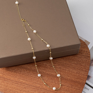 Starry Sky Freshwater True Pearl <b>Necklace</b> 14K Genuine <b>Gold</b> Plated Clavicle Chain <b>Simple</b> Elegant Super Immortal Style Elegant - Product Image 3