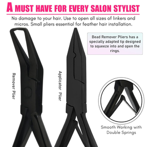 High Quality Stainless Steel Black Matte Hair Extension Tools Kit Micro Nano Ring Loop <b>Pliers</b> <b>Set</b> with Needle - Product Image 4