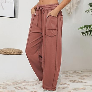 Women Comfortable Jogger Cargo Pants Wide Leg Sweatpants High Waist <b>Drawstring</b> Casual Streetwear - Product Image 2