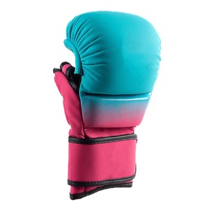 Unisex MMA Boxing Gloves Pink Teal Half Finger Neoprene Wrist Hook Loop Martial <b>Arts</b> Training Gear - Product Image 6