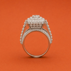 925 <b>Silver</b> VVS Moissanite Diamond Cushion <b>Ring</b> <b>Men</b> Iced Out Square Signet - Product Image 3