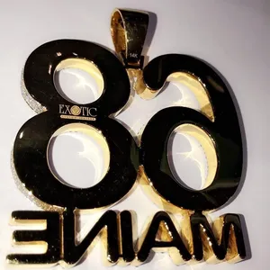 Pendentif personnalisé en moissanite, collier avec numéro et lettre sertis de pierres, plaqué or, argent 925, vintage, unisexe, bijoux de fête - Product Image 5