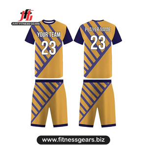 Conjunto de Uniforme de Baloncesto Personalizado Amarillo y Azul Sublimado, Absorbente de Humedad, Unisex para Adultos - Product Image 1