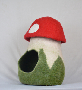 High Quality Wool <b>Felt</b> Mushroom Design Cat Cave for Pets - Handmade <b>Felt</b> Cave - Pet Friendly House - Product Image 4