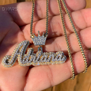 Colgante de Letra Personalizada de Moissanita, Plata 925, Estilo Hip Hop, Letras con Incrustaciones, Placa con Nombre Personalizada, Joyería de Moda de Lujo Chapada en Oro de 18K - Product Image 1