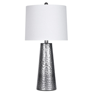 Lámpara de mesa vintage de metal martillado con pantalla de lino blanco, lámpara moderna martillada para sala de estar y dormitorio a precio de fábrica. - Product Image 1