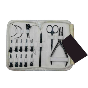 Kit d'outils professionnels en acier inoxydable pour extensions de cheveux : perles, pinces, outils de séparation, outils de pose et de retrait pour extensions de cheveux naturels - Product Image 2