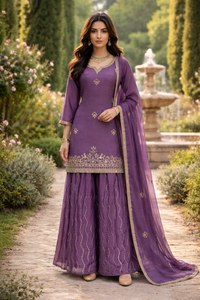 Elegant Embroidered Pakistani Suit with Dupatta | Modern Style Stretchable & Quick Dry Chinon <b>Material</b> - Product Image 3