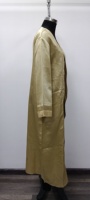 Robe longue en satin doré, col en V, manches trois quarts, broderie, coupe ample, tenue décontractée, toutes saisons