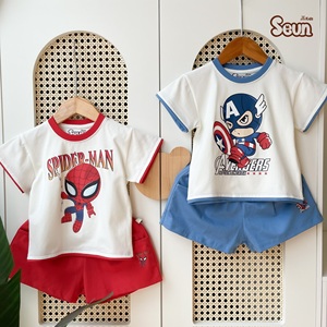 Conjunto de Camiseta y Camiseta sin Mangas para Niños SeunKids, 100% Algodón Suave, Estampado de Héroes, Ropa Casual, Precio de Fábrica - Product Image 4