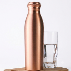 Handmade Heritage Pure <b>Copper</b> Water Bottle Aesthetic Metal Drinking Bottle For Homes Offices Yoga Vintage Ayurvedic Drink Vessel - Product Image 1