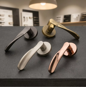 Manija de Puerta Moderna de Latón para Mortaja, Resistente, Ambidiestra, Acero Inoxidable, Negro Grafito, CP, Z, PVD, Oro, Oro Rosa, Acabado Negro, Herrajes - Product Image 1