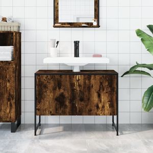 Mueble de Baño con Lavabo de Madera de Roble Ahumado Mediano, Producto de Muebles de Baño - Product Image 3