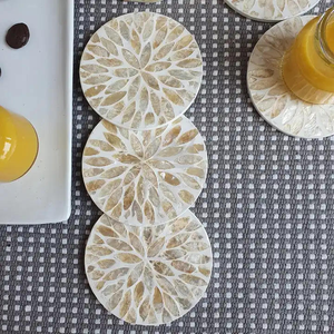 Wholesale Modern Set of Mother of Pearl Coasters MOP MDF Table Mat Decor Placemat for Arabian <b>Eid</b> <b>Gift</b> <b>Eid</b> Mubarak Kuwait - Product Image 1