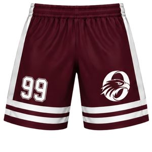 Shorts de hockey sur glace sublimés bordeaux pour hommes, en polyester rayé, uniforme sportif, vêtements d'entraînement pour matchs d'équipe - Product Image 1