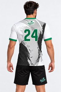 Maillot de football pour homme, manches courtes, col en V, blanc, uniforme de football sublimé, évacuation de l'humidité, toutes saisons, adulte - Product Image 3