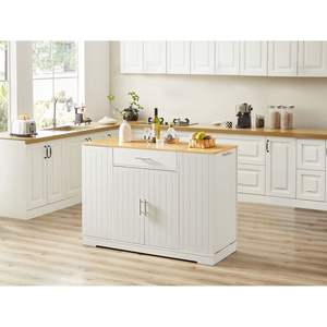Îlots et chariots de cuisine blancs de 53,2'' au design moderne style ferme avec tiroirs pour poubelle, pour cuisine et salle à manger - Product Image 5