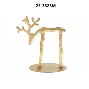 Escultura Metálica de Lujo Hecha a Mano, Decoración Contemporánea para el Hogar, Arte de Pared, Figura de Reno de Latón Chapado en Oro, 8.07 Pulgadas de Alto - Product Image 2