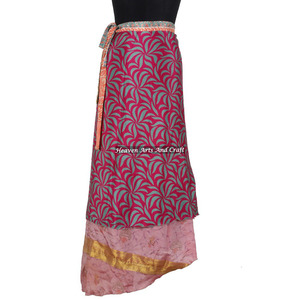 Falda Larga Cruzada Sexy de Última Moda para Mujer / Falda Larga Cruzada 100% Seda, Fabricante de Faldas Cruzadas Mágicas de Seda Sari - Product Image 1