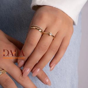 Contemporary Open Band Lab Grown Diamond Ring for Women Floating <b>Wrap</b> Ring Modern Stackable Fine Jewelry Everyday - Product Image 4