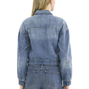 High Quality Custom Street Fashion Denim <b>Jacket</b> Coat for Women New Arrival OEM Casual Streetwear Cotton Cropped <b>Long</b> Denim - Product Image 6