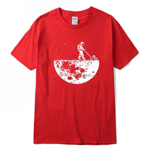 T-shirt manches courtes col rond pour homme, décontracté et ample, haute qualité, 100% coton, avec impression lunaire - Product Image 1
