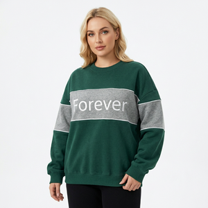 เสื้อสเวตเชิ้ตคอกลมแขนยาวสำหรับผู้ใหญ่และเยาวชน ลายบล็อกสีสันสดใส สไตล์วันแข่งขันกีฬา ตกแต่งด้วยแผ่นผ้าปะติดตัวอักษร - Product Image 1