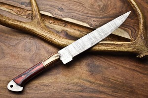 Cuchillo de Chef BA ENTERPRISES BA-037-C de Acero de Damasco Hecho a Mano, Hoja de Punta Caída con Borde Biselado Afilado, Mango de Otro Material, 13 Pulgadas de Longitud Total - Product Image 5
