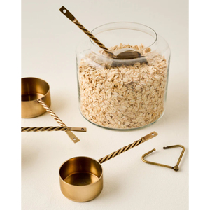 Modern Stylish Metal <b>Measuring</b> <b>Cups</b> And Spoon <b>Set</b> 4 Piece In A <b>Set</b> With Twisted Wire Handle Gold Color Shiny Polished <b>Set</b> - Product Image 3
